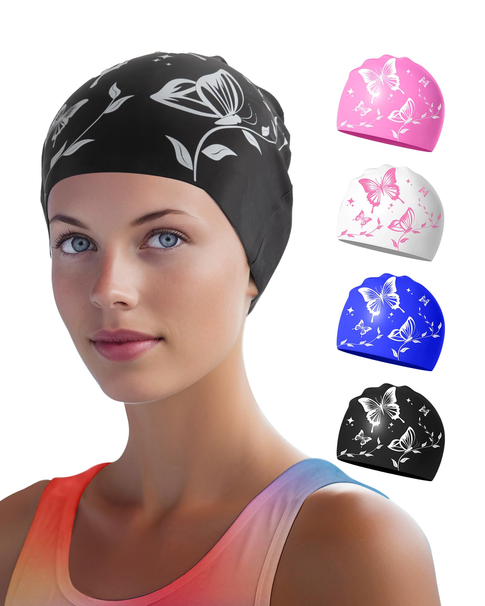 Cuffia Piscina Donna in Silicone Antiscivolo, Resistente all'Acqua – Design Elegante per Nuoto