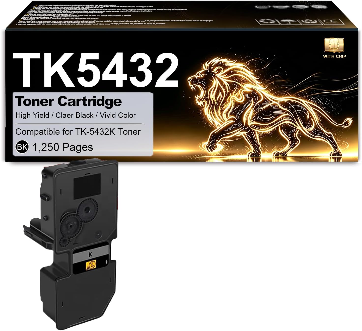 Compatible for Kyocera TK-5432 Black Toner Cartridge, 1 Pcs