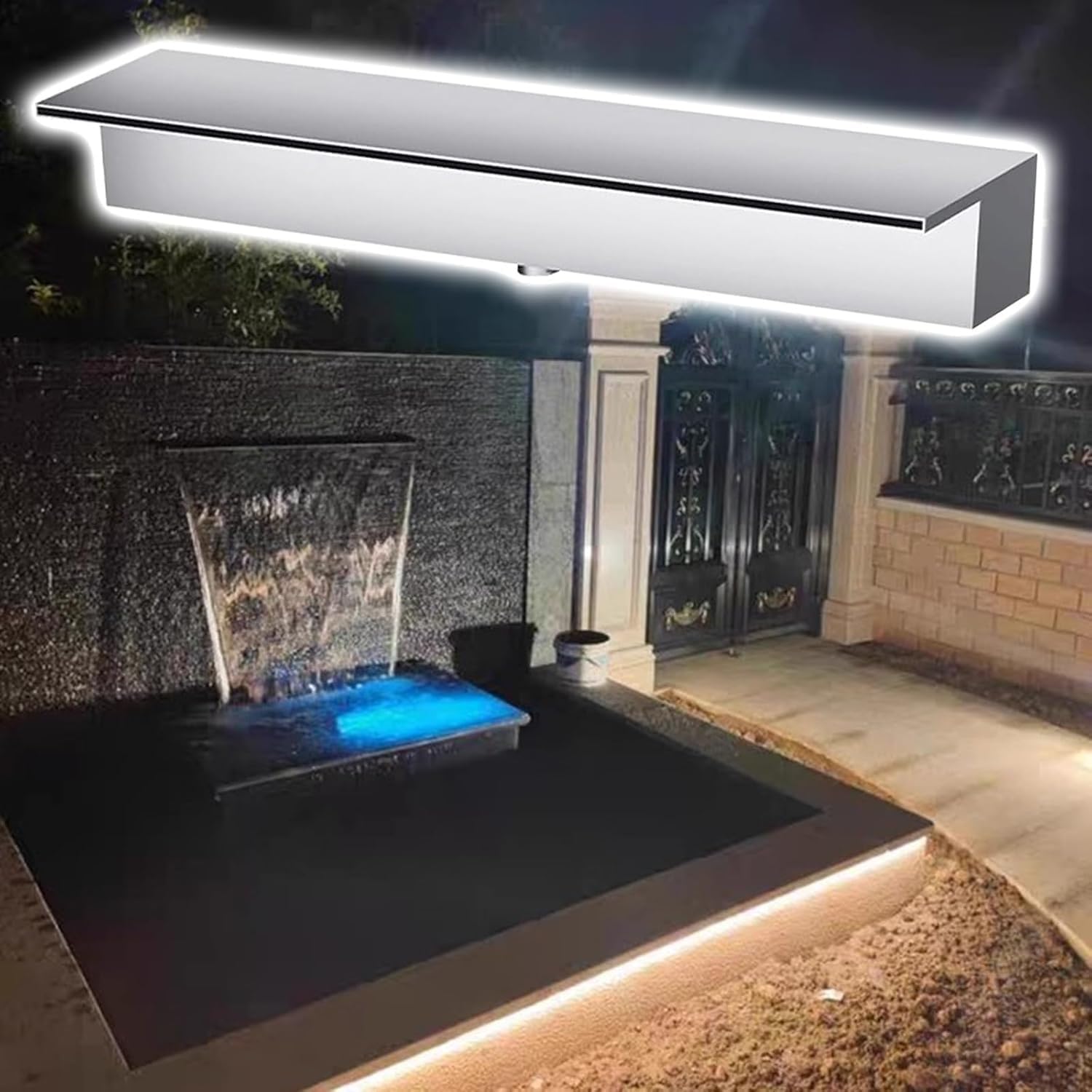 304 Stainless Steel Water Feature, Rust-Resistant Spillway for Garden, Pond, and Backyard Use