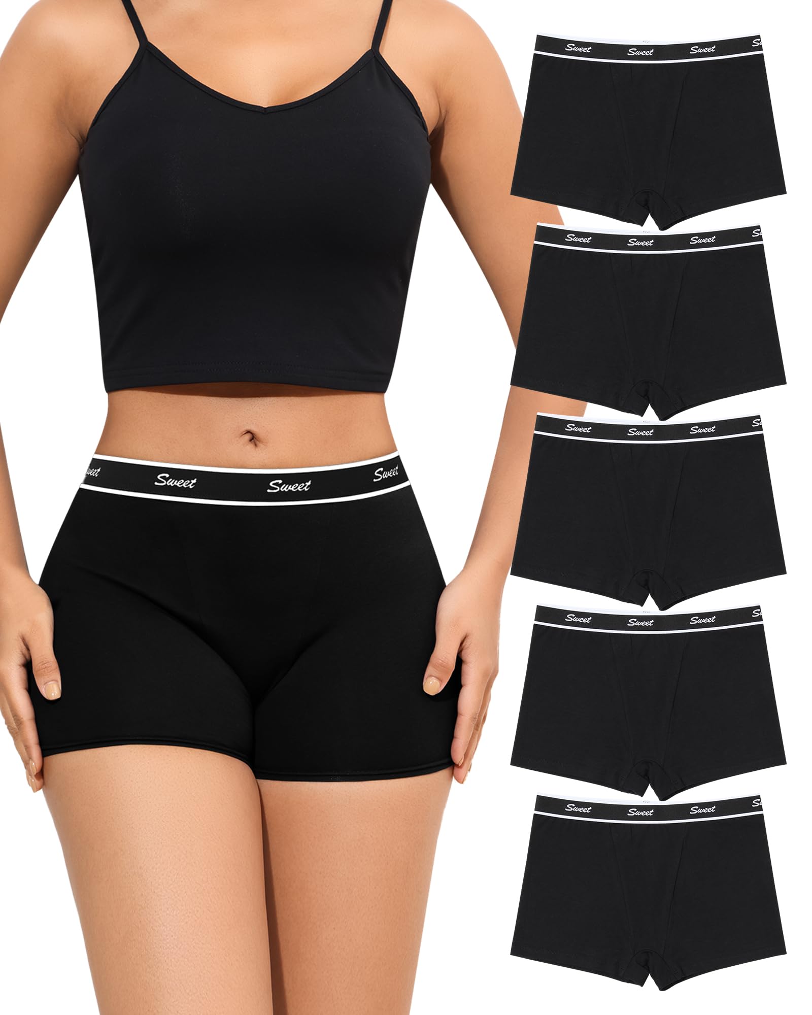 Levao Boxershorts Damen Baumwolle Unterhosen Damen Unterwäsche Frauen mit Bein Baumwoll Slip Cotton Boxer Shorts Boyshorts Panties Mehrpack S-XXL