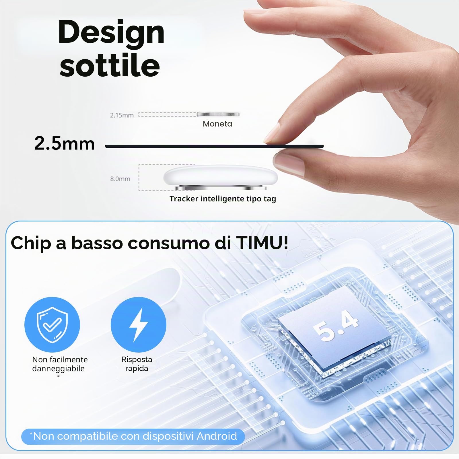 TIMU Air Tag Card Compatibile Apple Dov'è IP68 Impermeabile Wallet Tracker 1.7 mm Slim Smart Card Bluetooth Localizzatore per Valigie Portafoglio (Nero)