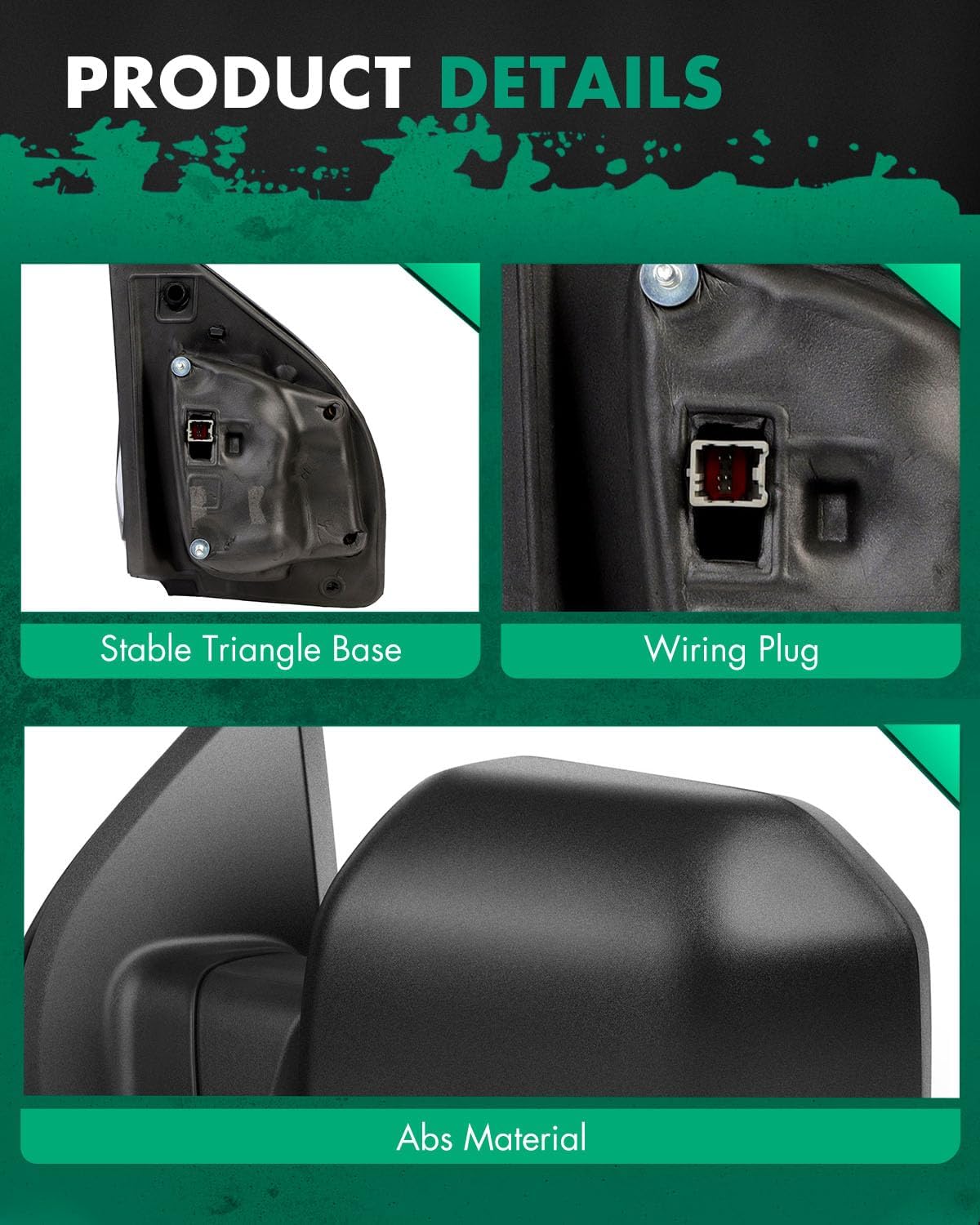 SCITOO Towing Mirror Compatible with 2015 2016 2017 2018 For Ford For F150 Left Side Power Adjusted,Heated,Turn Signal Light,with Black Cap Housing