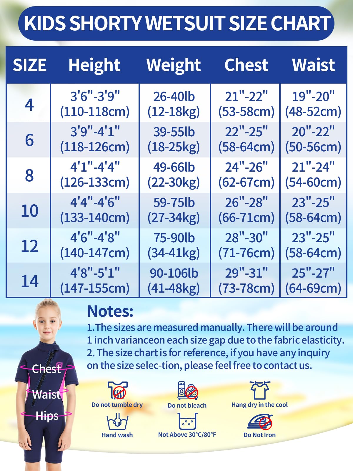 Summshall Kids Wetsuit, 2mm Girls Boys Shorty Wetsuits - Image 5