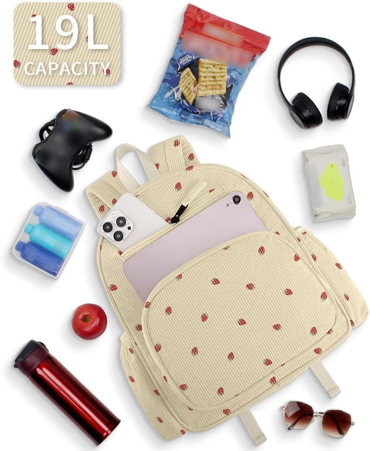 Corduroy Kids Backpack for Girls, Girls Backpack 5-9, Kindergarten Elementary School Bookbag for Girl 15.3" H Fit Folder - Image 6