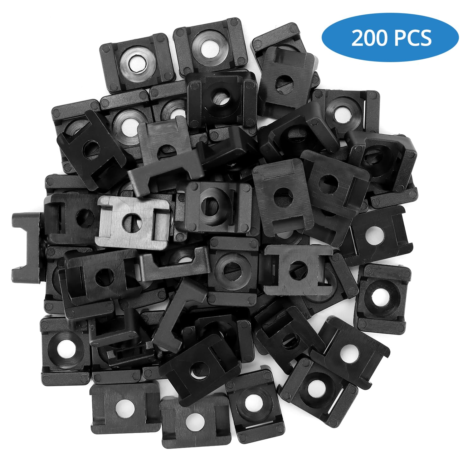 QWORK® Pack of 200 Screwable Cable Tie Base for 9mm Cable Ties - Cable Management Solution for Home and Office - Image 2