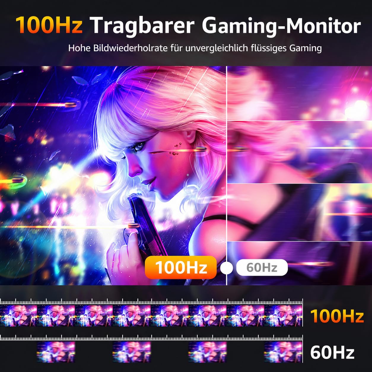 cocopar Portable Monitor 18.5 Zoll 1080P FHD 120% sRGB Mobiler Bildschirm Lautsprecher HDMI USB-C Tragbarer Monitor für Laptop MacBook Surface PC Xbox PS4/5, VESA montierbar mit Integrierter Ständer