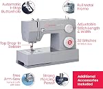SINGER Lourds 6380 Machine à coudre avec table d'extension & Kit d'accessoires pour moteur fort avec puissance de perçage améliorée, 110 Applications de mailles, cadre en métal, 1-step Trou du bouton & LED lampe