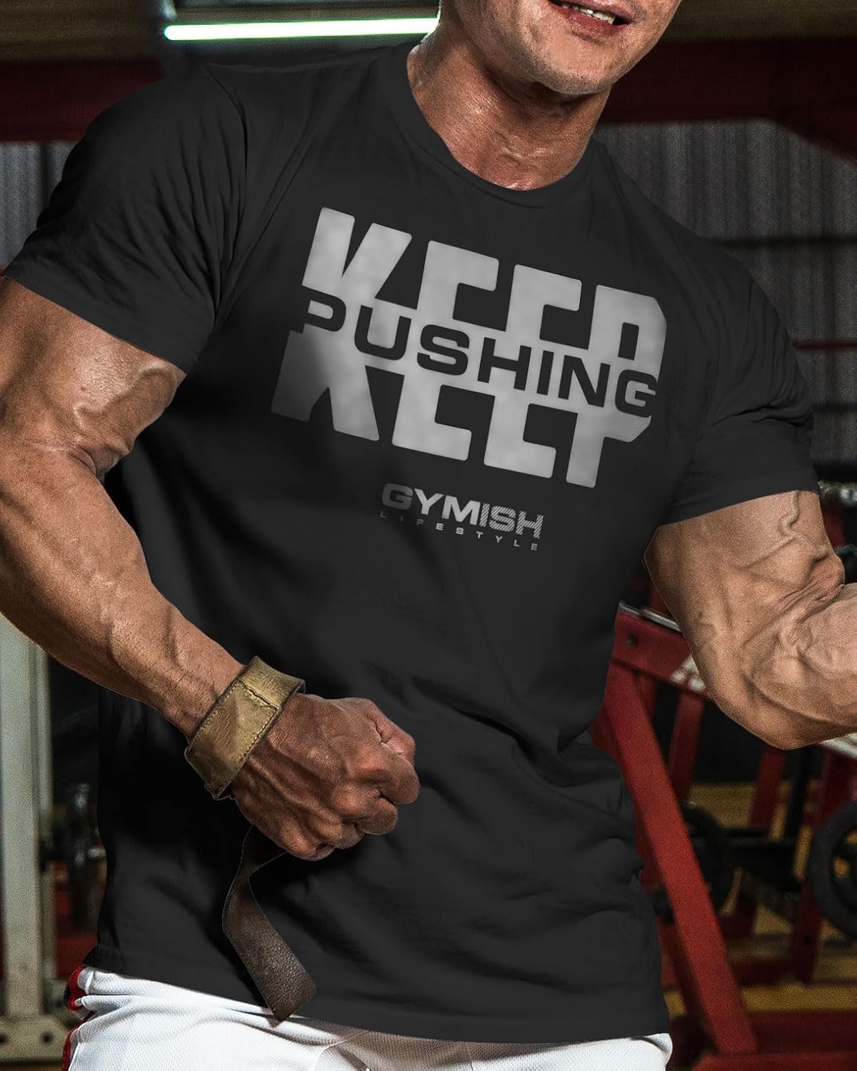 Gymish Lifestyle Keep Pushing Inspirational Gym Shirt to Push Your Self Workout Tshirt - Image 2