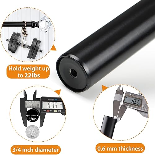 Miniatura 8 de TONIAL Barras de cortina 34 de 32 a 86 pulgadas (2.6-7.2 pies), varillas individuales telescópicas para ventanas de 54 a 82 pulgadas (4.5-6.8 pies),