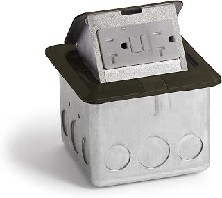 Lew Electric PUFP-SQ Square GFCI Floor Pop Up Outlet Box | Tamper Resistant with Two 20A GFCI Receptacles Made by an American Based Company - (Dark Bronze)