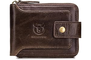 Genuine Leather Wallets for Men With Zipper QB-231 (Coffee)