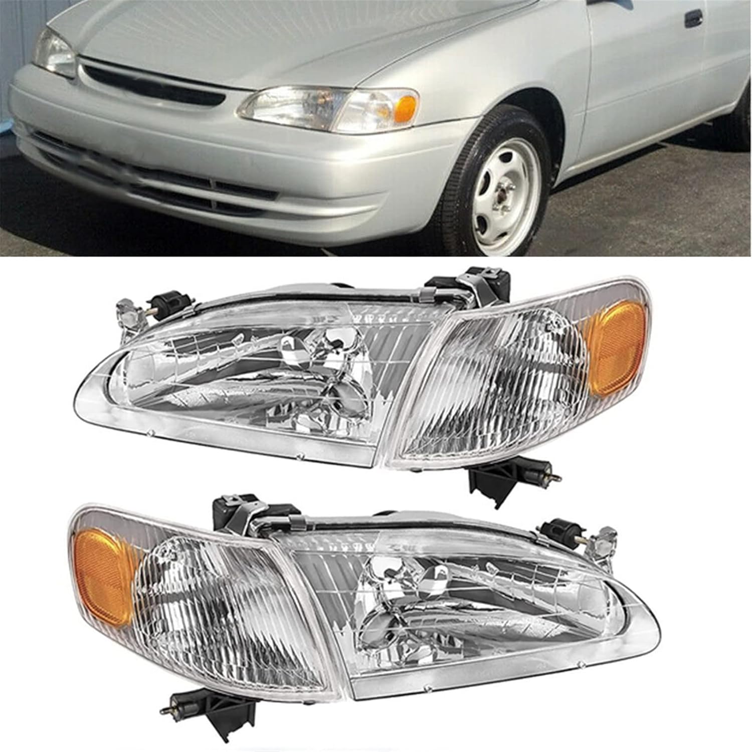 labwork Headlight Assembly Replacement for Toyota Corolla 1998-2000 with Front Signal Lights Headlight Signal Marker Light Combo Set Driver and Passenger Sides