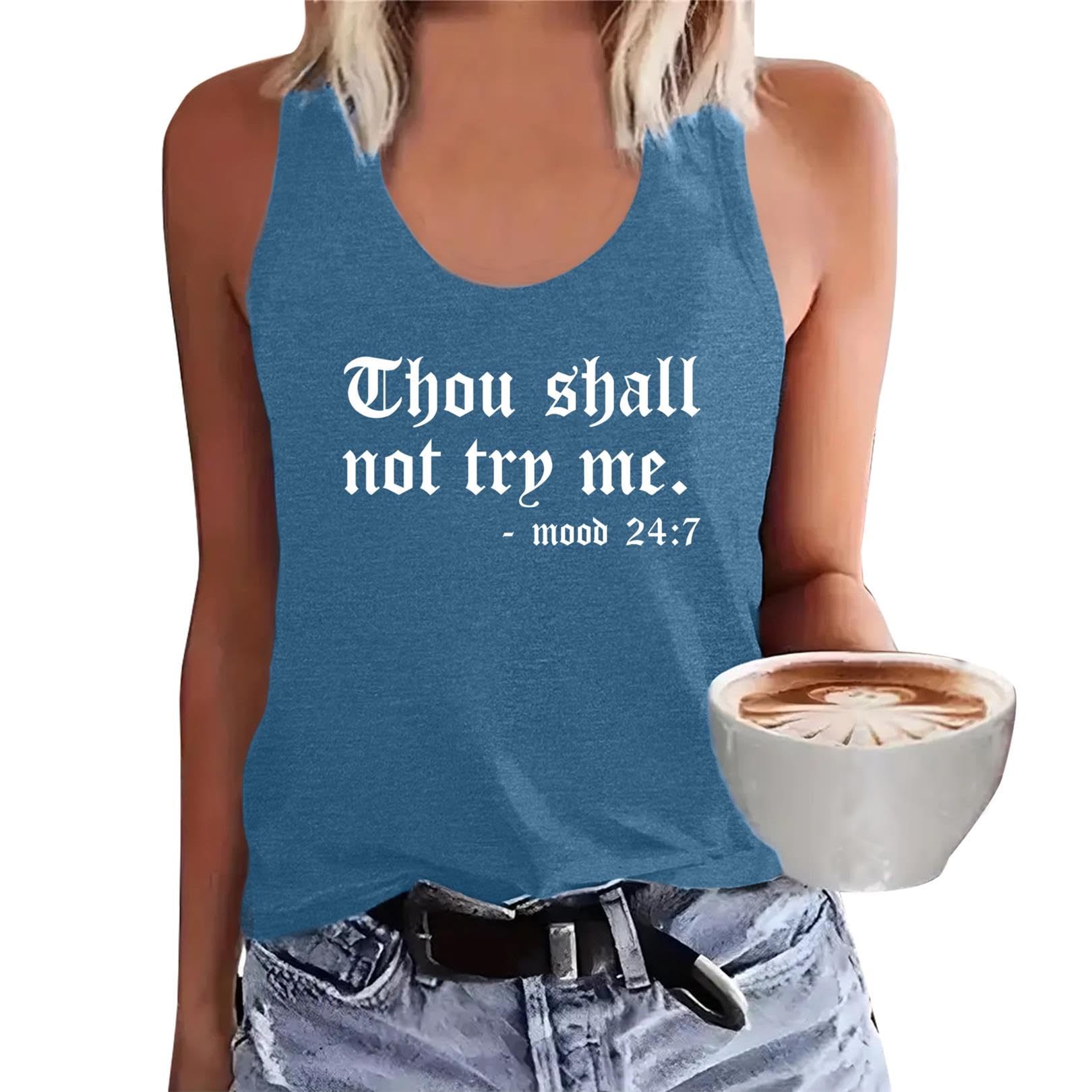 LOOKFACE Women Racerback Graphic Tank Tops Cute Cami Shirt