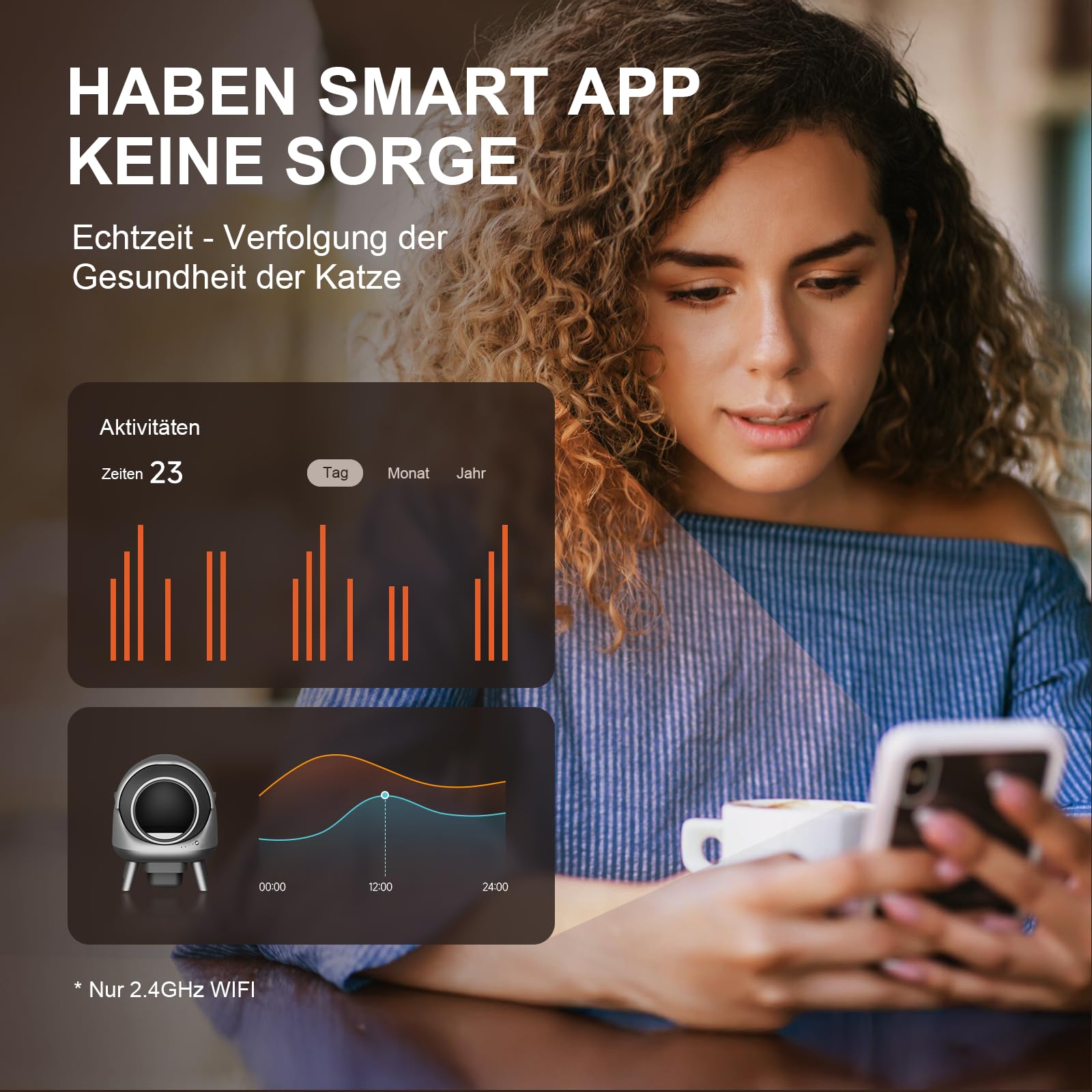 ELS PET Extragroße Selbstreinigende Katzentoilette mit Sicherheitsarm & App