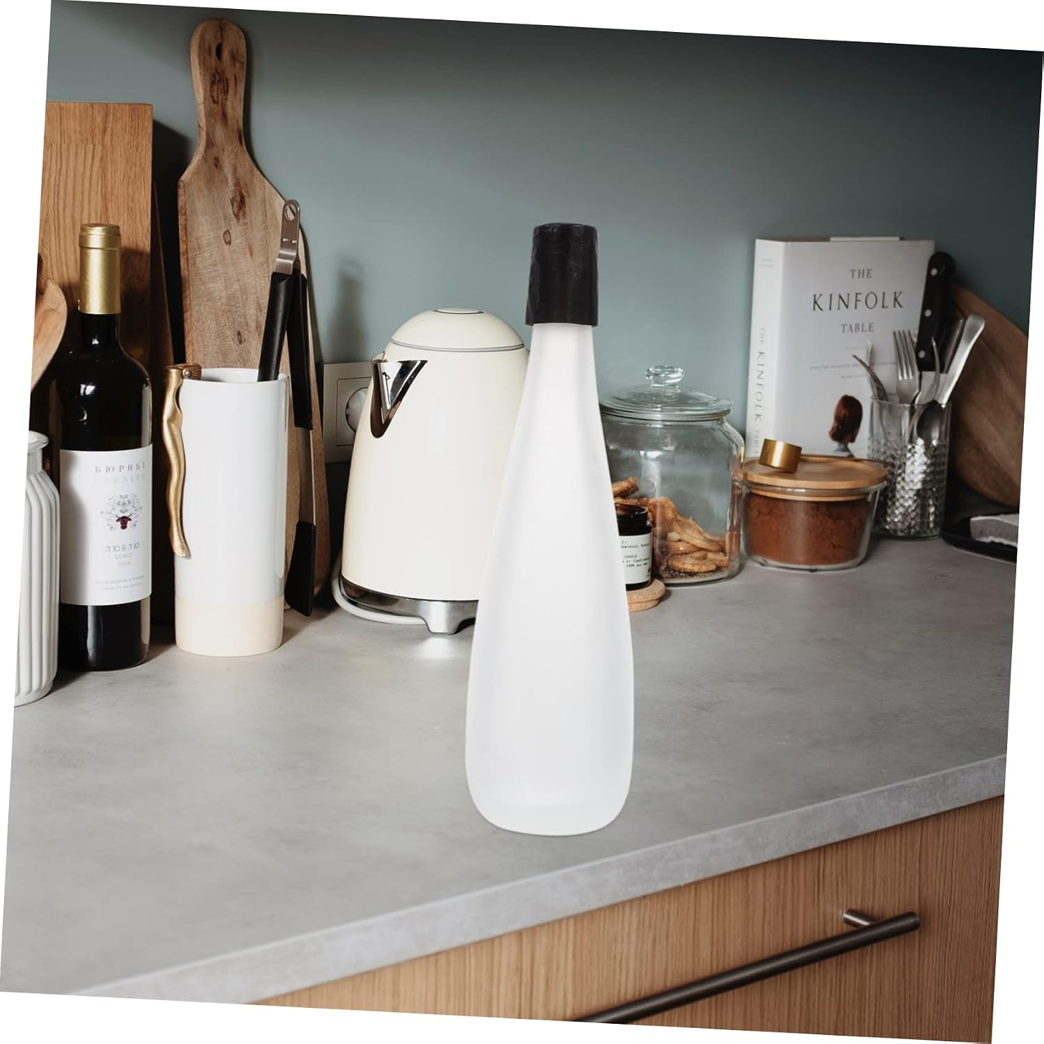 Mikinona Bottles for 500ml Frosted White Wine Bottle Wine Decanter Sealed Glass for Camping