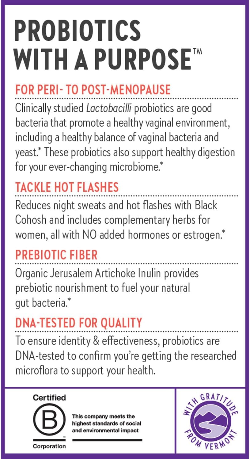 New Chapter All-Flora Probiotic Menopause Balance, Ultra-Concentrated Probiotics for Women with Black Cohosh for Menopause Hot Flashes, 100% Vegan, 30 Vegan Capsules