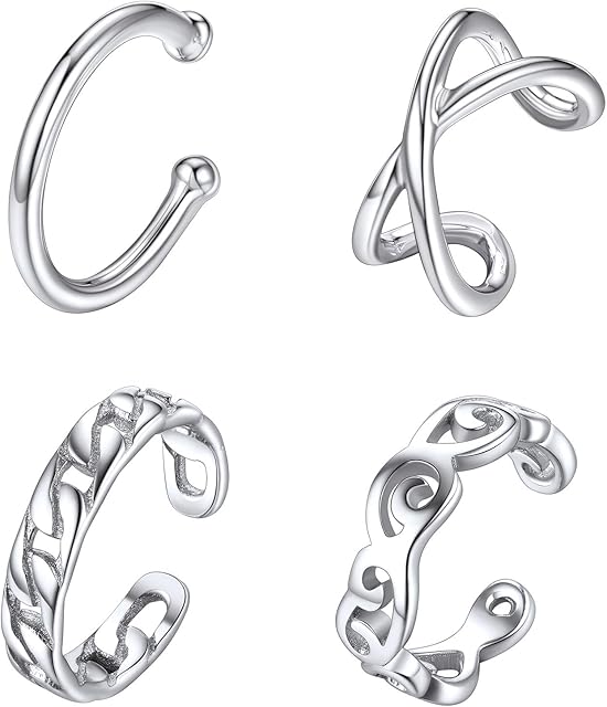 S925 Sterling Silver Ear Cuff Helix Cartilage Clip on Earrings Non Piercing Earrings Set for Women Fits Sensitive Ears (with Gift Box)