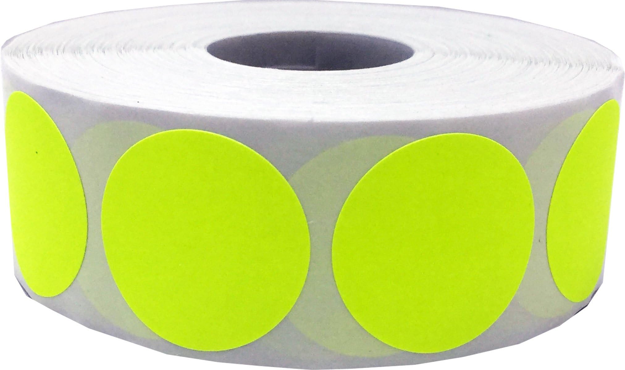Fluorescent Yellow Color Coding Dot Labels 25.4 mm 1 Inch Round 500