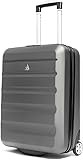 Aerolite 55x40x20cm Maleta de cabina Equipaje de mano rígida ligera 55x40x20 con 2 ruedas y Candado aprobado por la TSA, Aprobada por Ryanair Prioridad, Veuling Tap Portugal y muchas otras Aerolíneas Carbón 55 Cm, 2 W