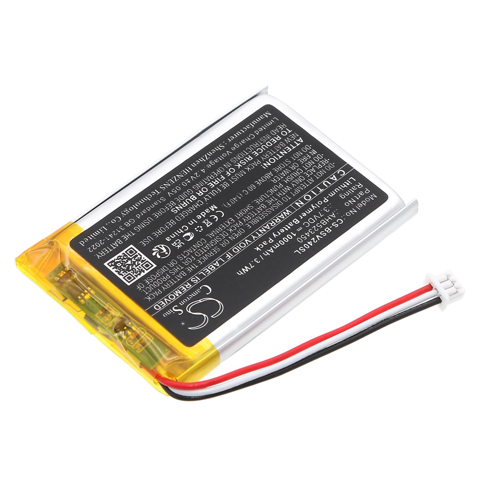 TECHTEK Batteria 1000mAh compatibile con [Babysense] V24R Video Baby Monitor sostituisce AHB523450 FBA