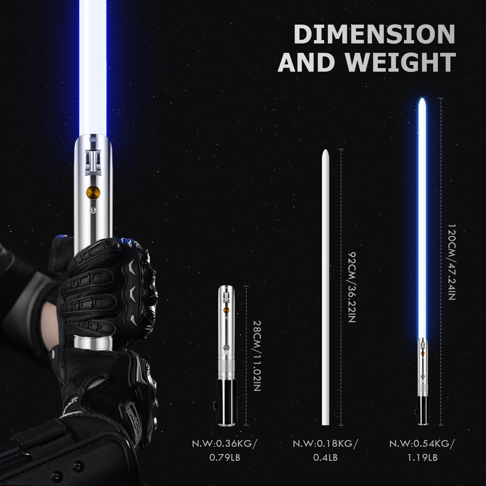 AthlChamp Sciabola da duello Pesante, Potenziata e controllabile Tramite App, per Adulti, con Impugnatura in Metallo Pesante e Lama Spessa, 16 Effetti sonori e Cambio Colore Infinito (RGB-Ank)