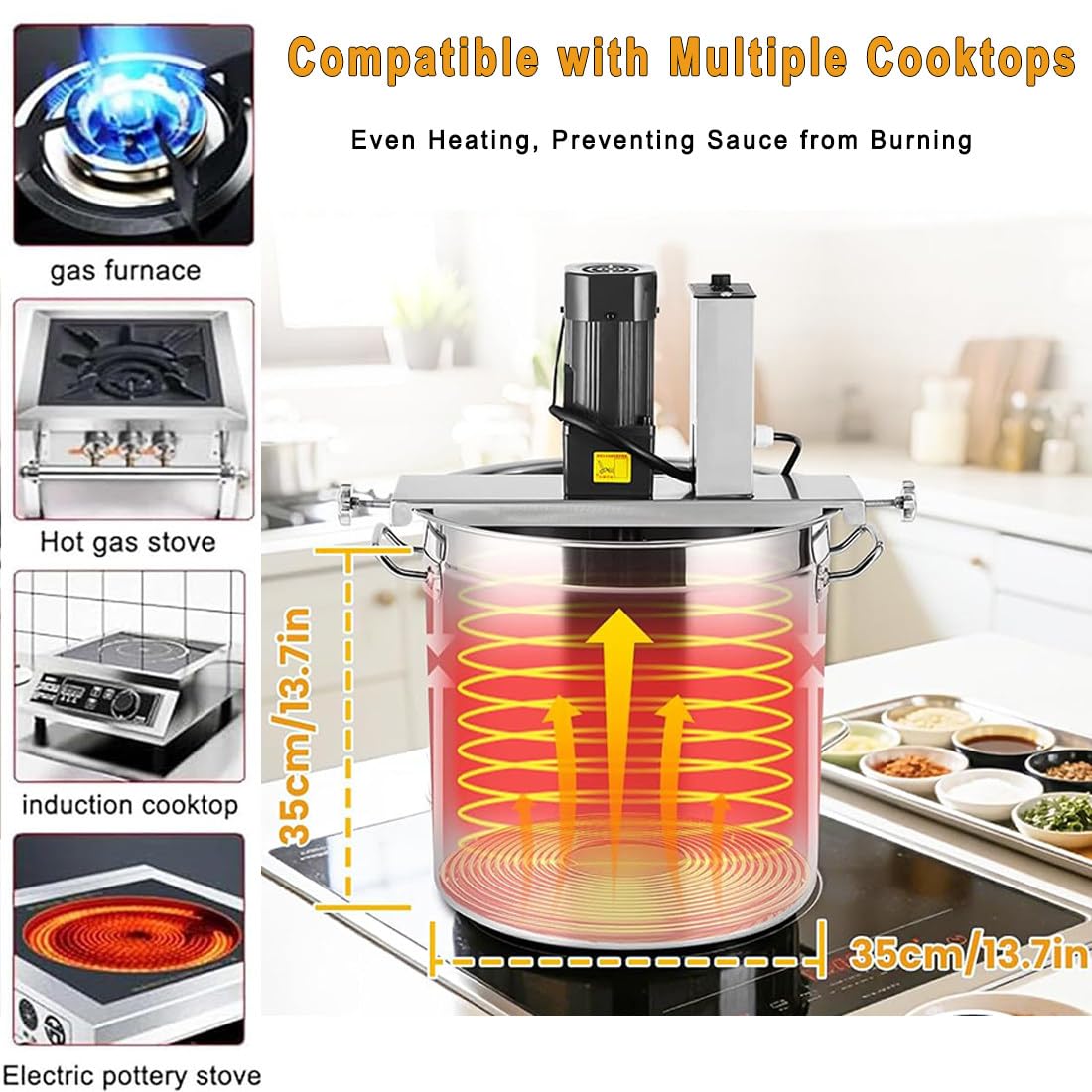 Máquina Mezcladora Eléctrica para Mermelada Y Salsa,Agitador Automático Comercial,Mezclador Alimentario,Agitador De Olla,Batidora para Mermelada con Raspador Agitador De Doble Capa 25L