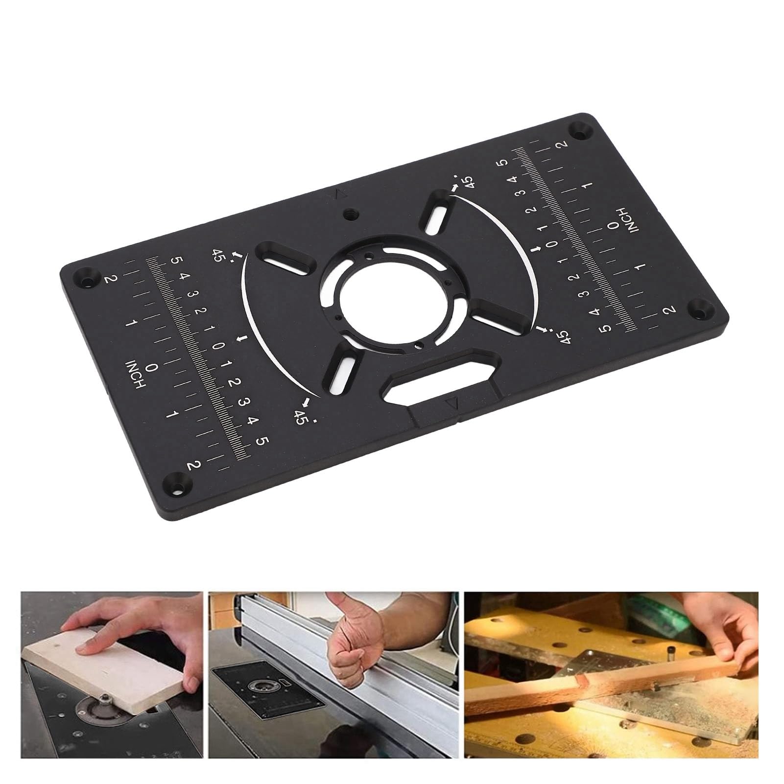 Soporte de ranura de fresado de enrutador, máquina cortadora de tableros Fl-IP, placa de inserción de mesa de enrutador de aluminio para carpintería, herramienta de plantilla de gabinete ajustable,
