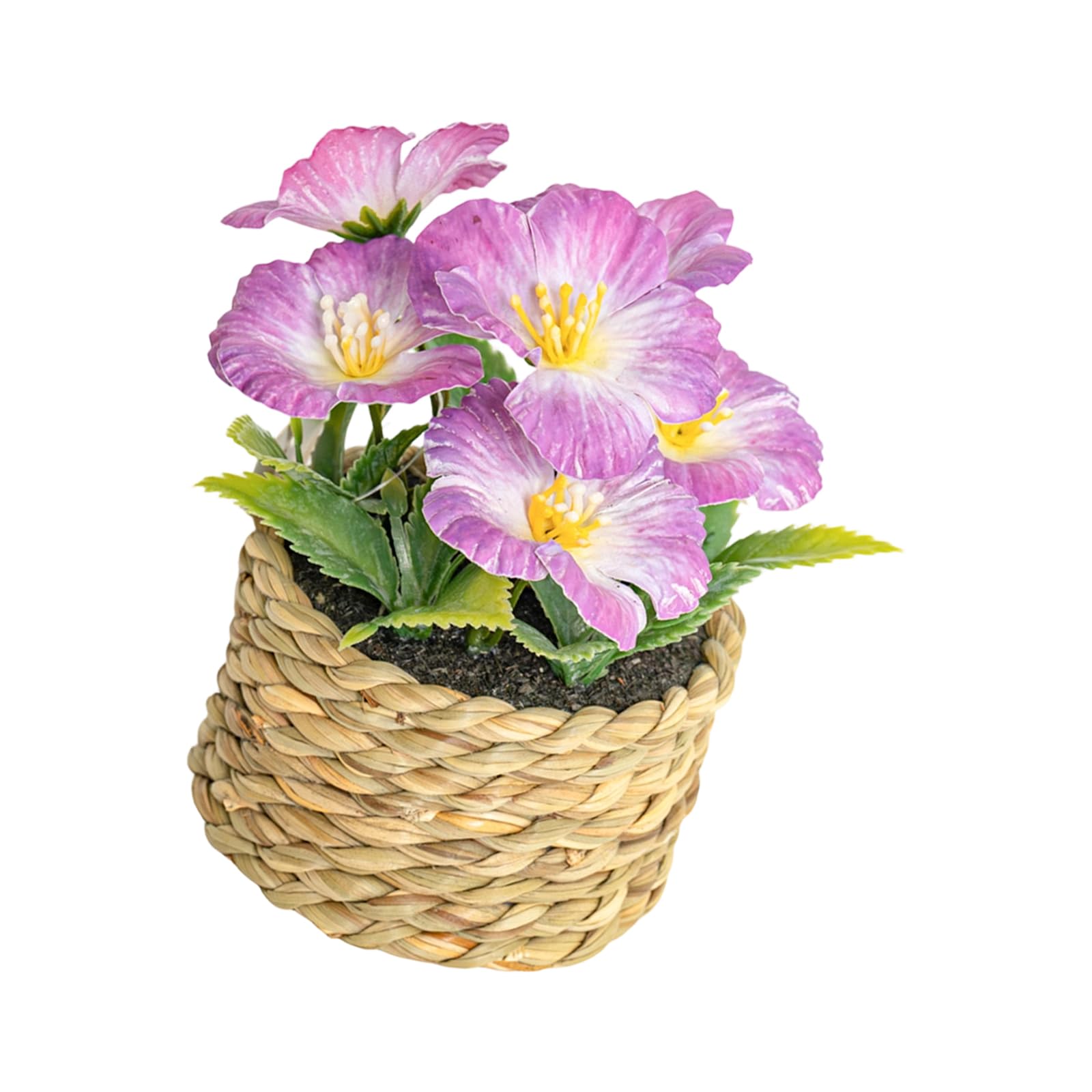 Hzbb Purple Simulation Flower Potted Plant With Soft Petal And Leaves For Dining Room Bookshelf Windowsill Tabletop Centerpieces Blanketed Silkflowers