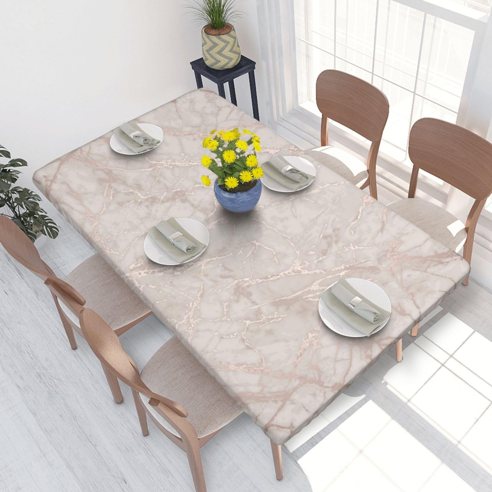 WKSGDSG Fitted Tablecloth For Dining Room 4ft, Elastic Edged Table Cover
