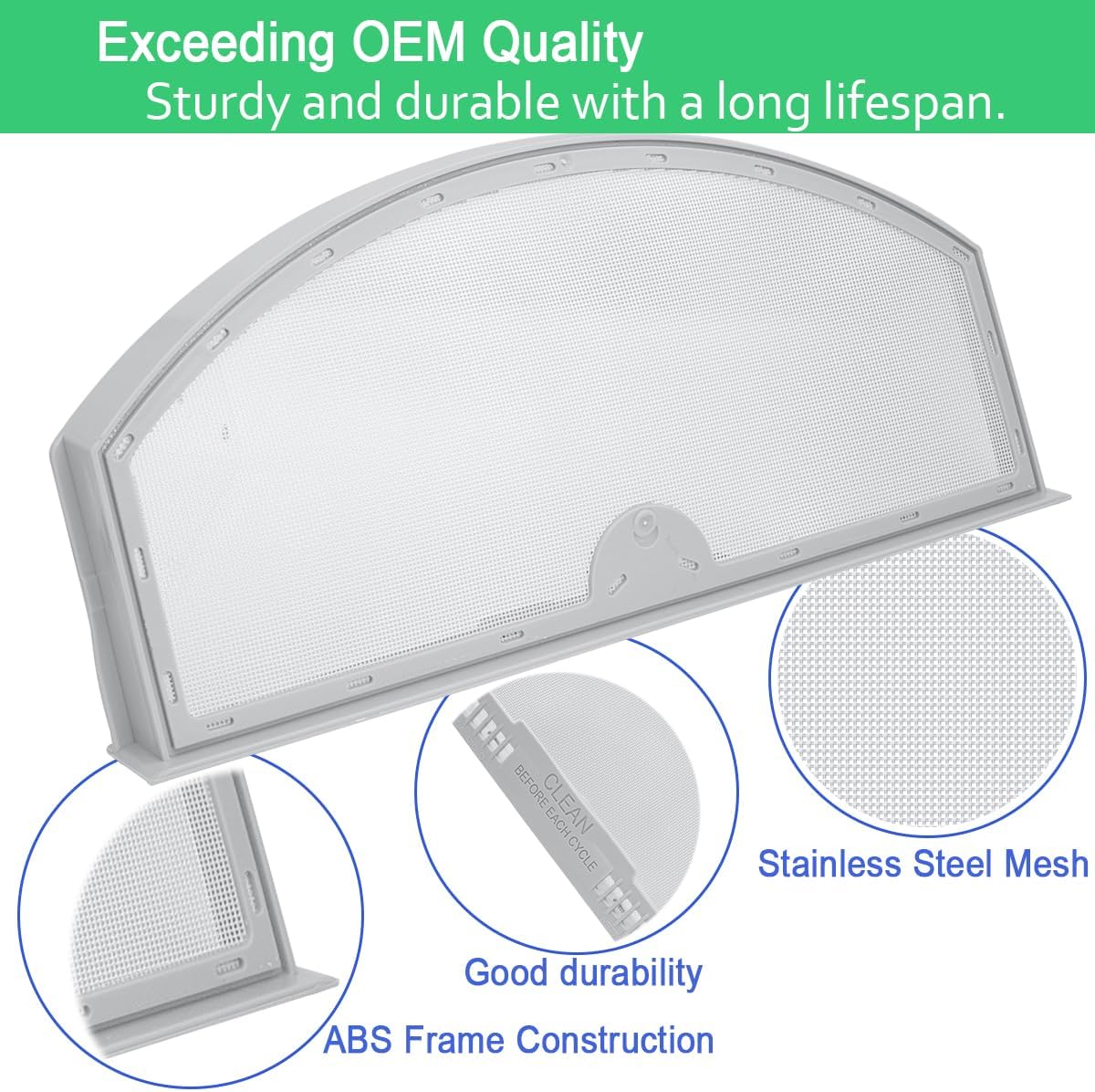 New WE03X23881 Dryer Lint Trap and Vent Lint Cleaner Kit, Dryer Lint Filter Replacement for GE Dryer, Stainless Steel Screen Lint Catcher for Hotpoint GTX22EASK0WW GTD33EASK0WW GTD42EASJ2WW,PS11763056