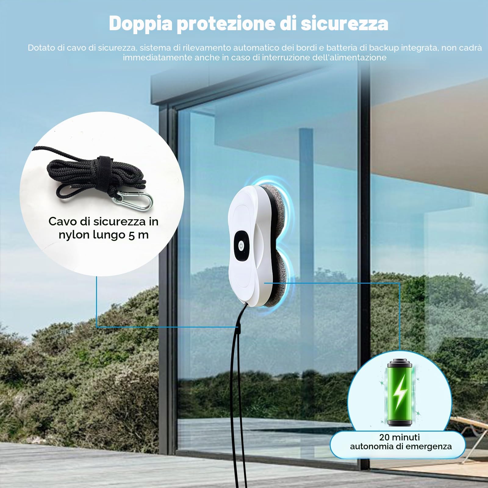 Robot Lavavetri, Lavavetri Elettrico Robot Lavavetri Finestre con Doppi Spruzzo Automatico Robot Pulisci Vetri Lavavetri Automatico con Telecomandato per Superficie Lisce, 3 Modalità di Pulizia