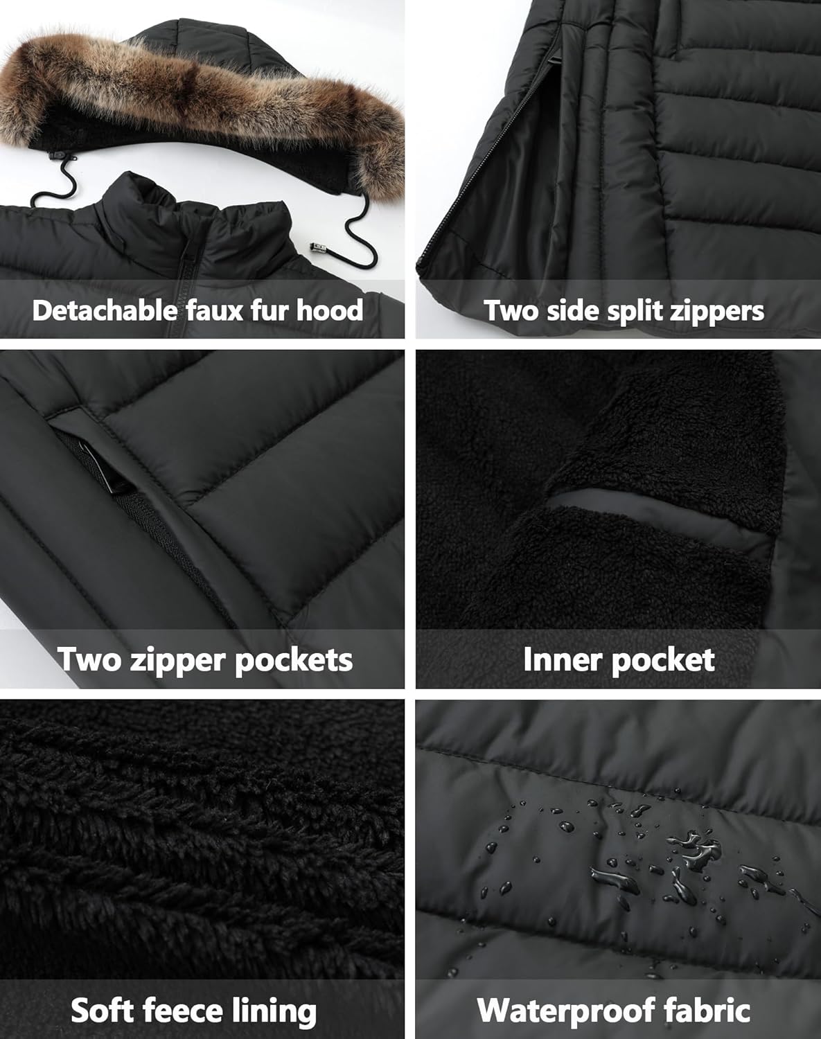 Women's Winter Coat Warm Windproof Jacket | Waterproof Quilted Parka with Detachable Faux Fur-Lined Hood for Cold Weather - Image 5