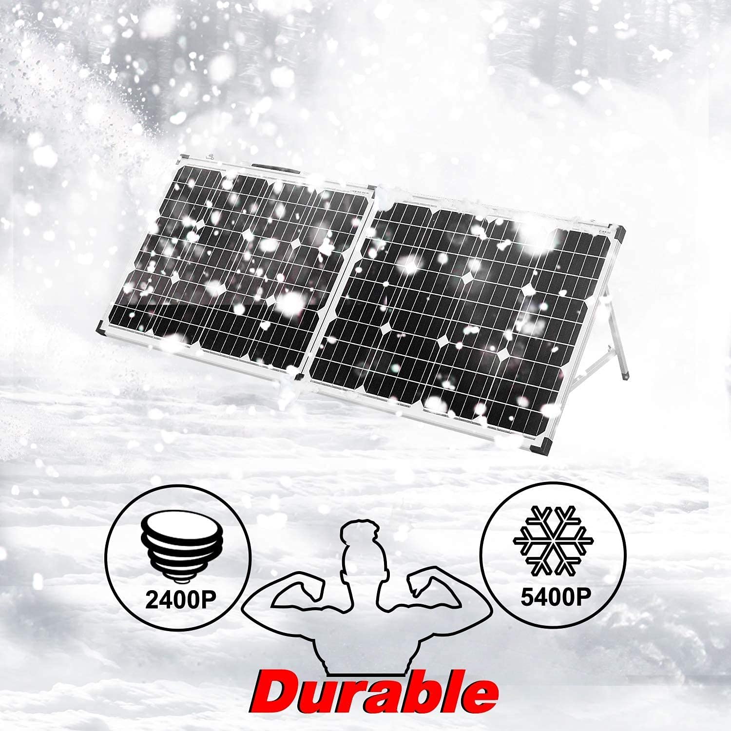 DOKIO Kit Panneau solaire PLIABLE 100WC - 12V AVEC INVERSEUR Solaire 2 ports USB Idéal pour les utilisations embarquées comme le bateau, camping-car, véhicule divers