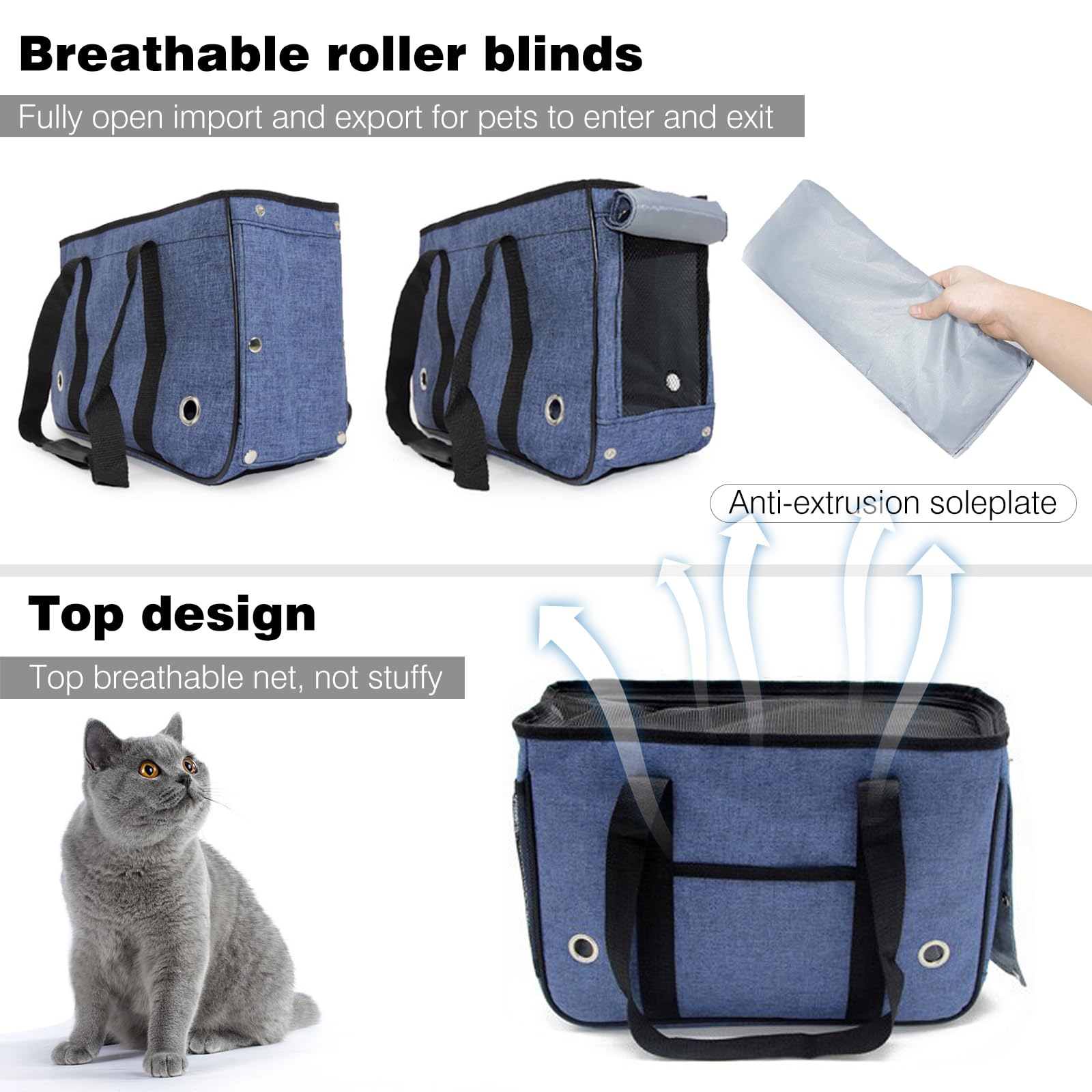 PETCUTE Trasportino per Cani e Gatti,Borsa Trasportino per Animali Domestici Morbido Traspirante con Rete Traspirante,Portabile e Pieghevole Borsa Trasportino per Cani con Spallacci Iunghi