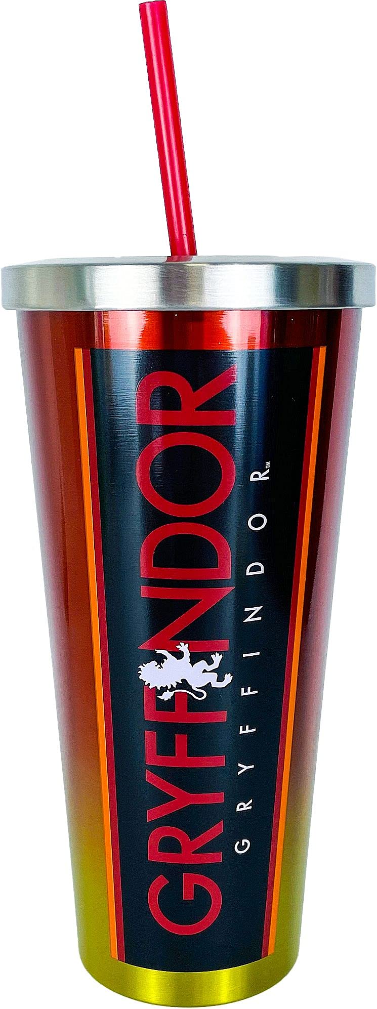 Spoontiques Harry Potter Stainless Steel Tumbler, 24oz - Double Wall Insulated Travel Cup with Straw - Gryffindor