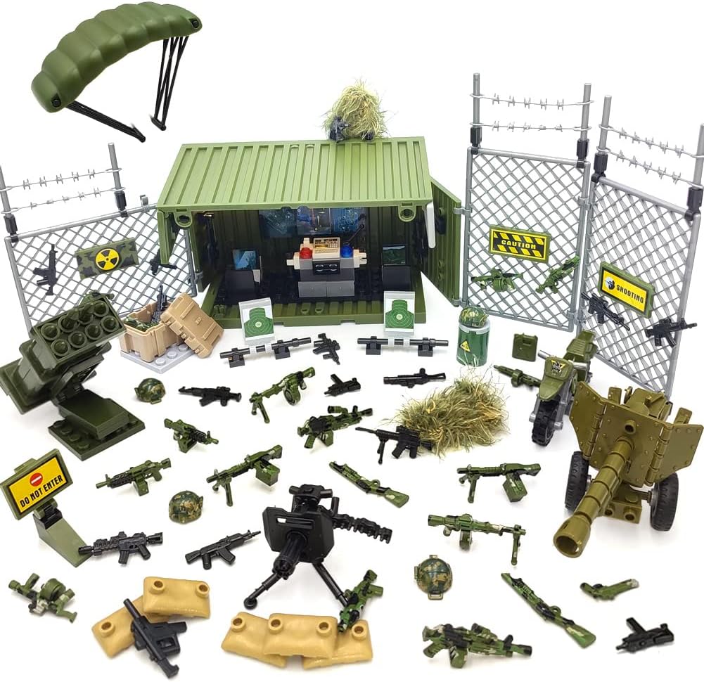 ZHX WWII Army Gun Weapons and Armor Toy Thunder Container Command Operation Building Blocks Toy Battle Set for Kids