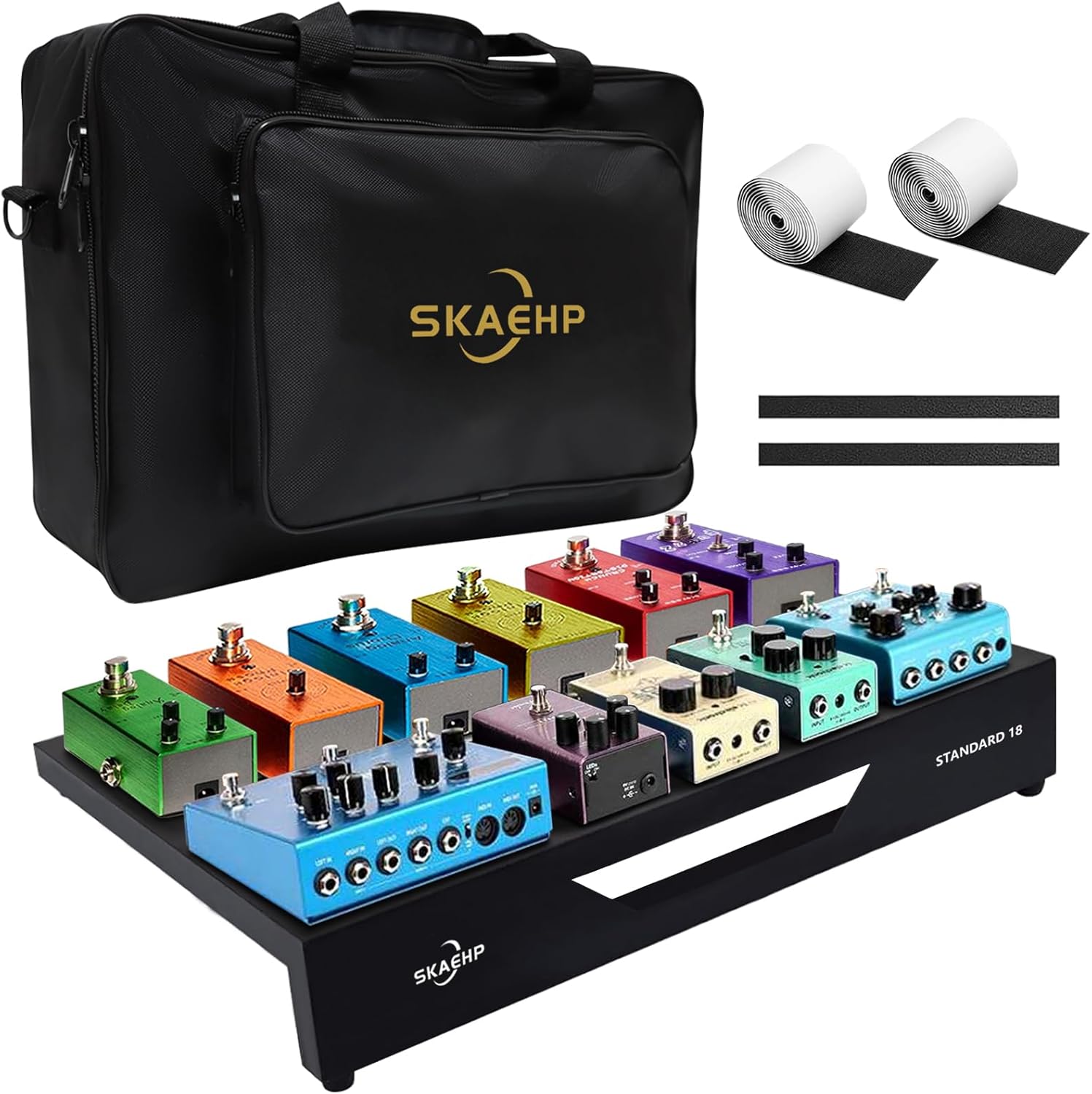 Guitar Pedalboard, Aluminum Alloy, 2.65 lb Lightweight Pedalboard, 18" x 12.5" with Carrying Case, Standard 18" - Aluminum Alloy