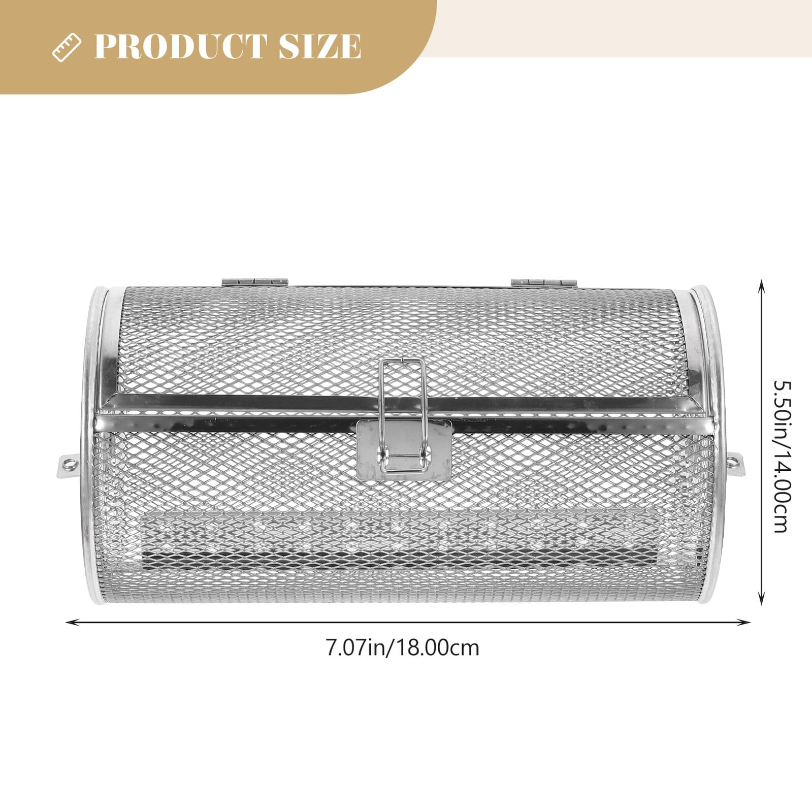 Jaula de Acero Inoxidable Plata para Parrilla Giratoria | Calentamiento Uniforme, Usos Amplios, Apta para Carnes y Setas, para Restaurante y Reuniones Familiares