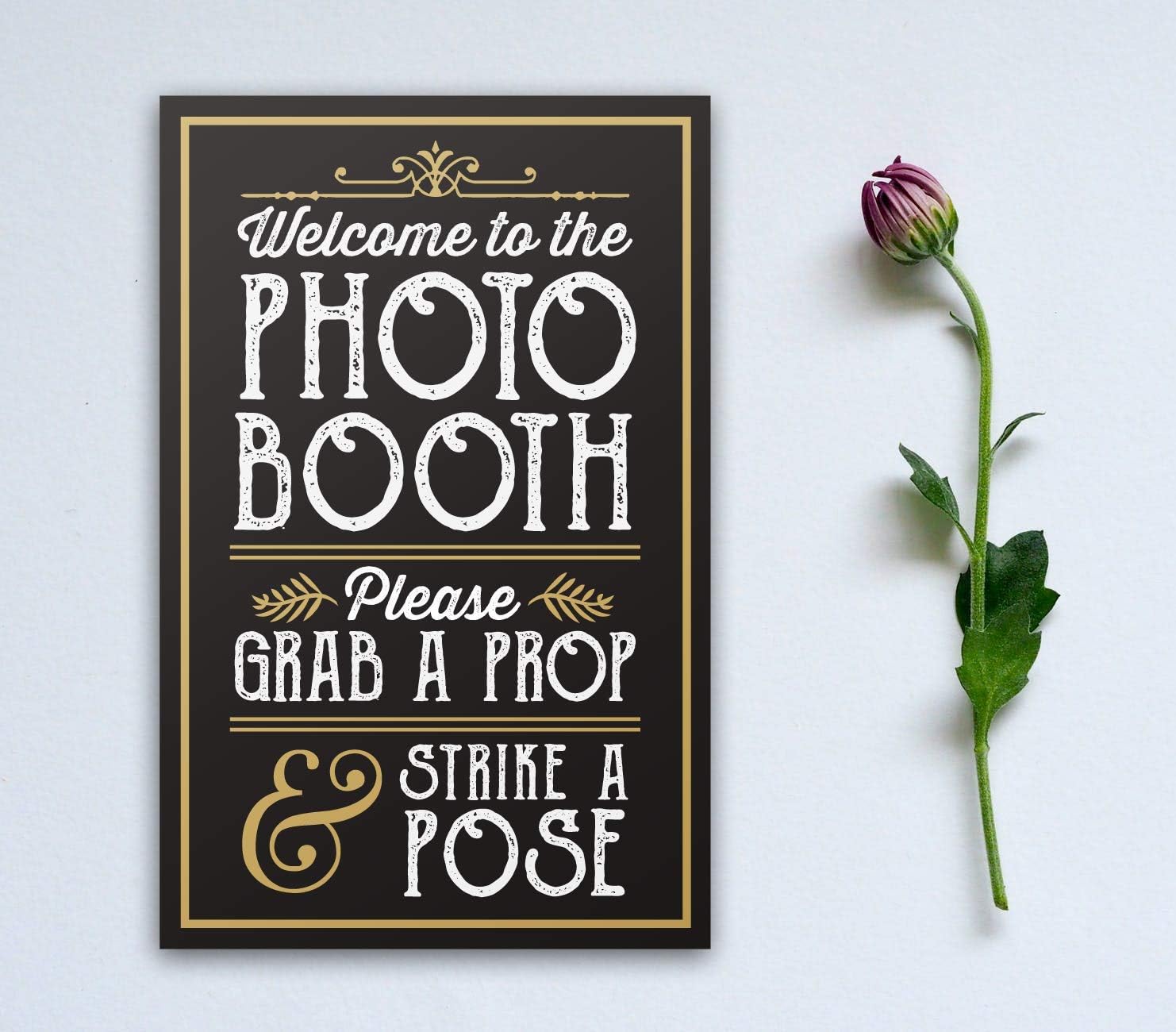 PERFECT PHOTO BOOTH PROP SIGN WITH EASEL BACKER STAND, Great for DIY Photo Booth, Grab A Prop Strike A Pose Photo Booth Sign, Great for wedding, birthday, holiday events and more!