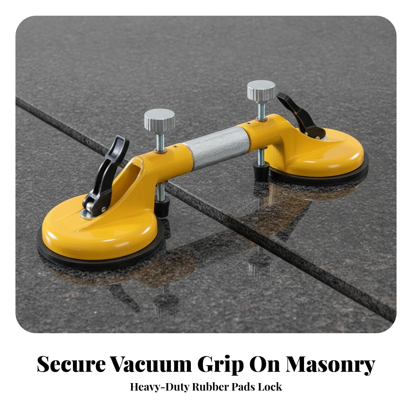 Ventosa cción Doble Ergonómico | Mango Central Moleteado, Nivelador Piedra con Ventosas, Ajustable, Herramienta
