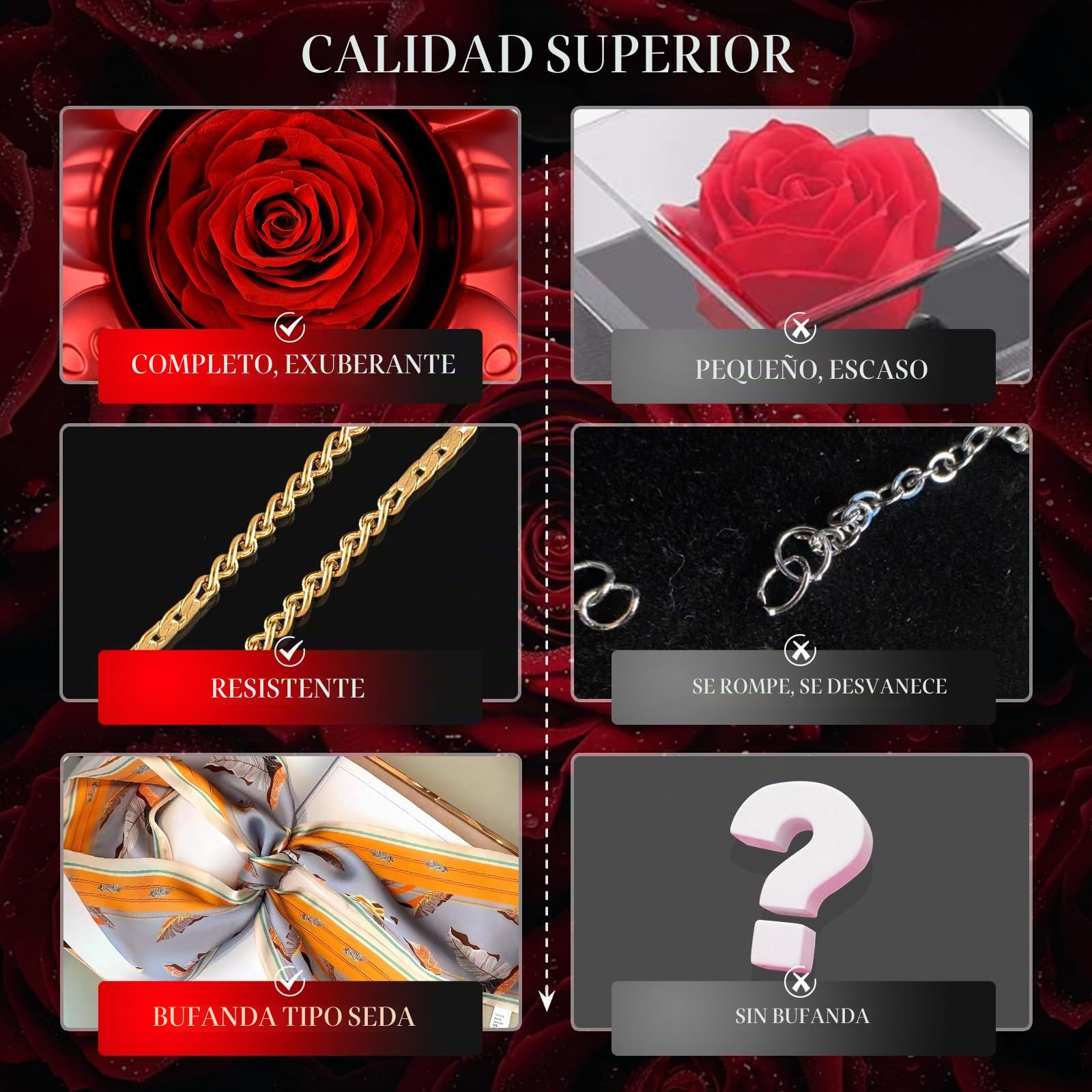 GOICC Rosa Eterna Natural Cuddle Regalos Originales con Collar para Mujer Flor Rosa Preservada para Novia Mamá Abuela para Día de la Madre San Valentin Navidad Cumpleaños Aniversario