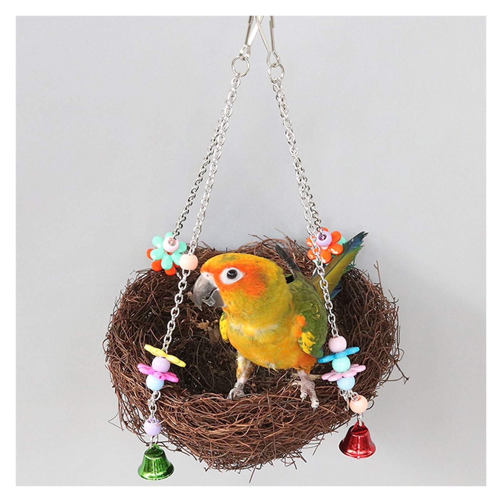 Liudan Jaula de Pájaros Nido de Hierba y ratán, Nido de Paja Hecho a Mano, Nido de pájaros pequeño, Nido de Hierba, peonía y Nido de Loros Jaula