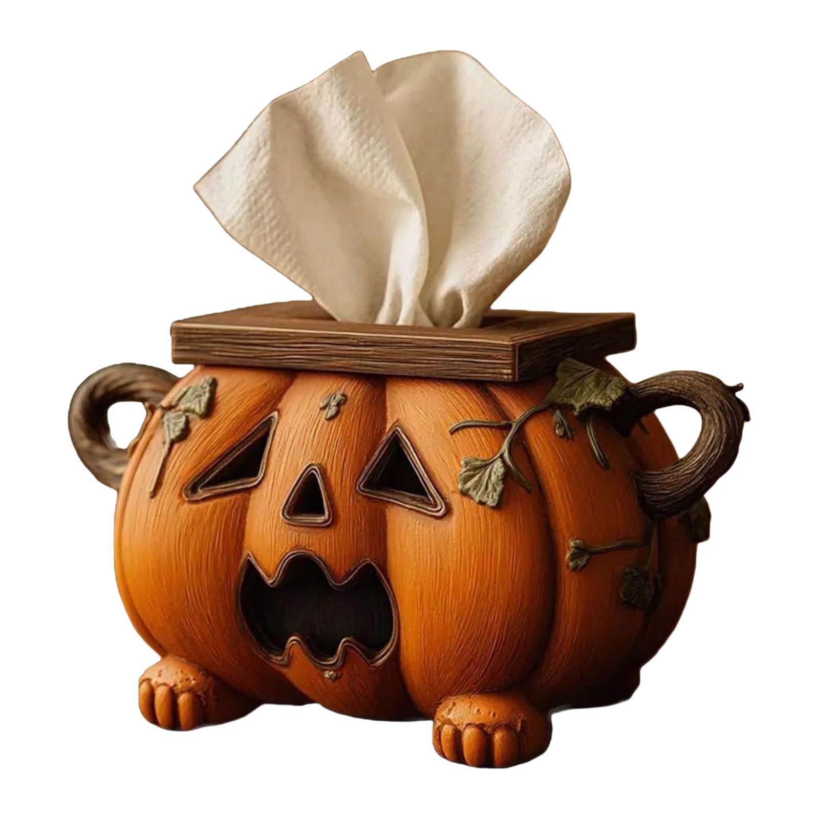 Oxxggkao Halloween Pumpkin Tissue Box Organiser for Home Party Decoration Construction Napkin Dispenser Halloween Home Decoration Kitchen Storage