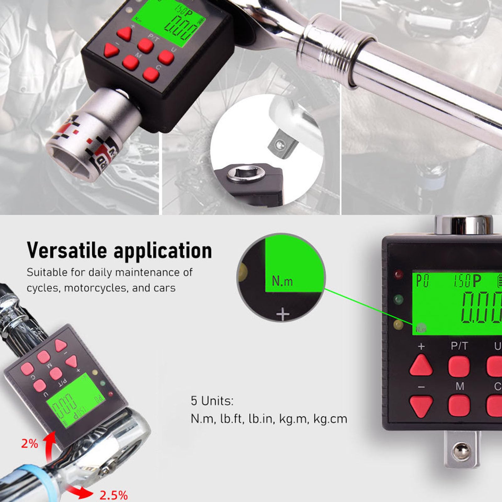 Luocute Adaptador de Llave Dinamométrica Digital, Accionamiento de 1