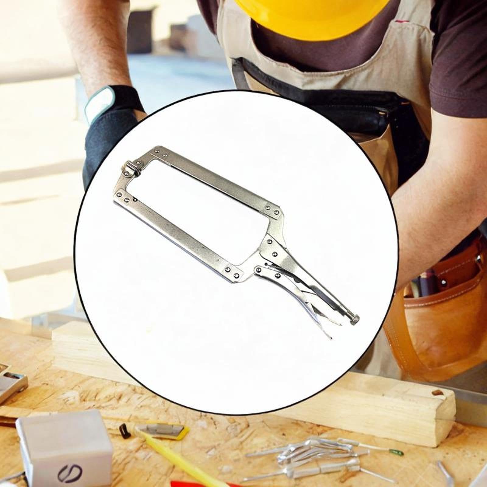 Pinza de Bloqueo C Tipo Abrazadera Metálica Ajustable con Mango Ergonómico Y de Presión Adecuada para Carpinteros Soldadores Taller Y Uso Domé, 18 Inch