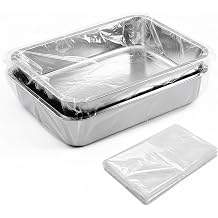 2 Pack 13 L Stainless Steel Commercial Bus Tubs and 50 Pack Plastic Meat Lug Liners, Food Grade Meat Processing Tubs Lug for Dishwashing, Kitchen, Restaurant, Utility