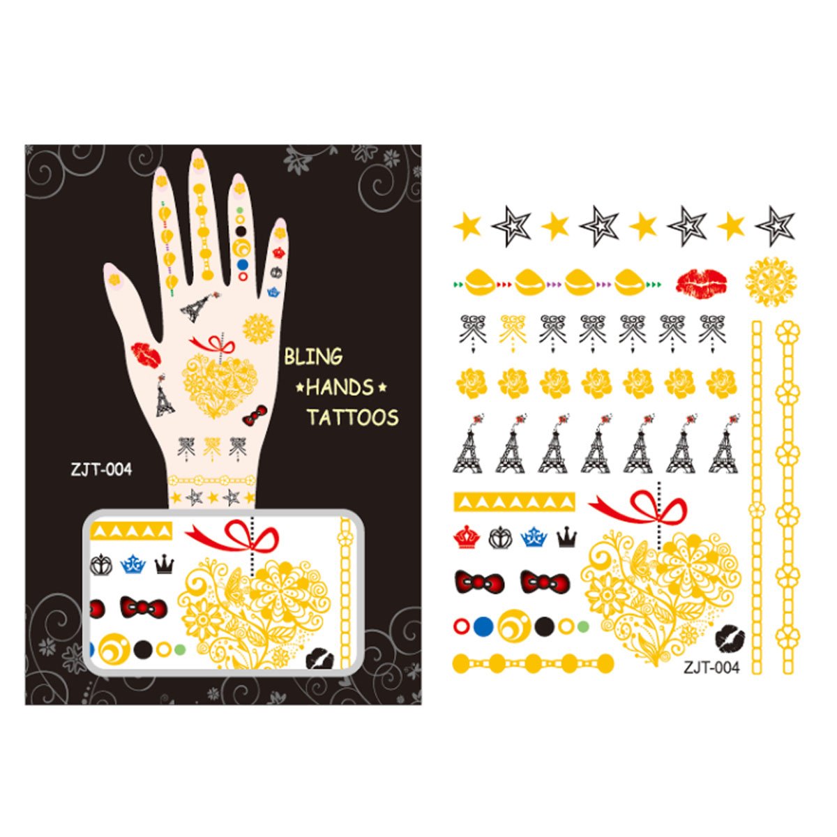 Wrapables Celebrity inspiriert Metallic Hand Tattoos, Adoring