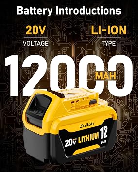 DCB206 12.0Ah Replacement for Dewalt 20V Battery and DCB107 Charger(3P)
