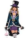 Women's 5 PC Delightful Mad Hatter Costume Women