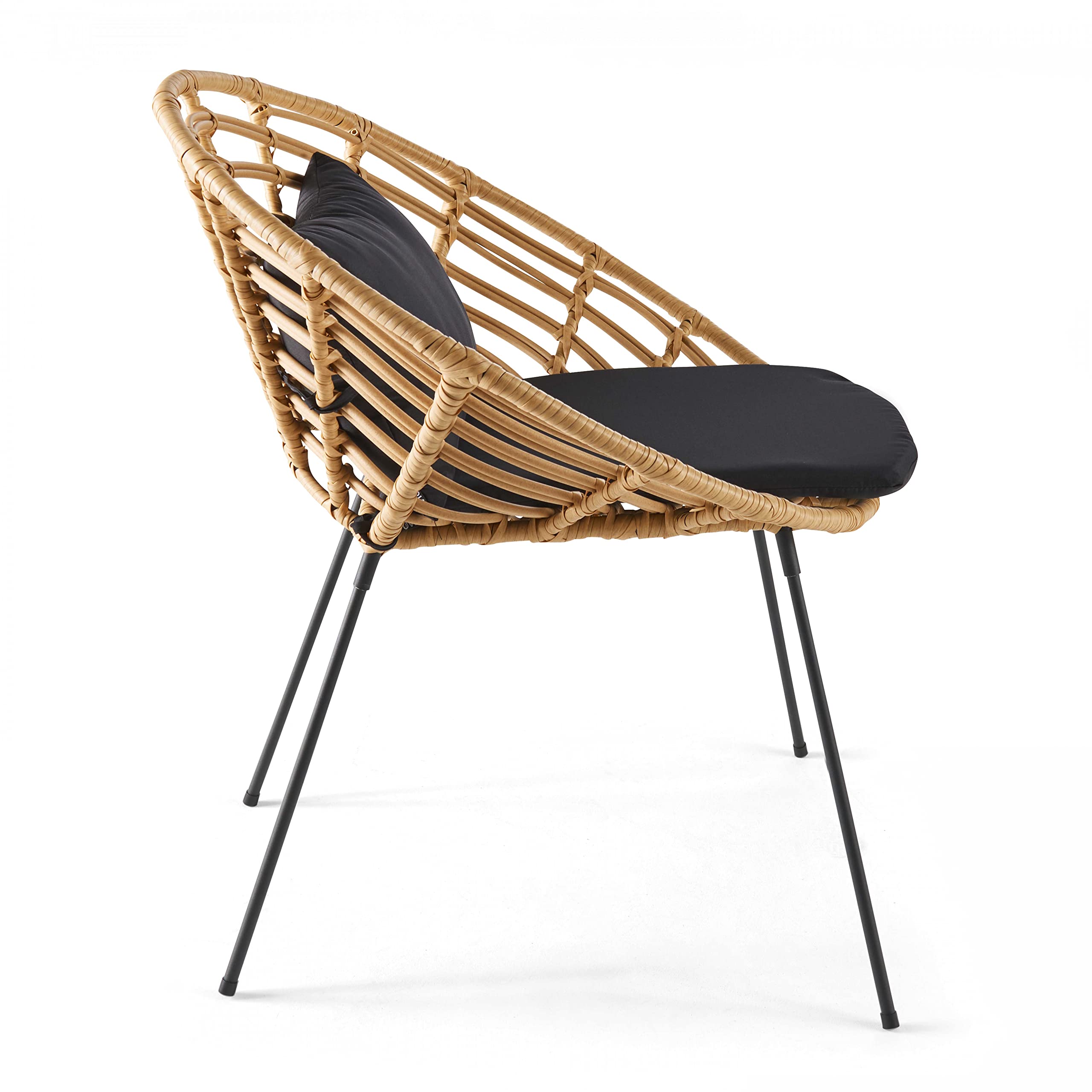 Oviala Lot de 2 fauteuils de Jardin Rond en résine tressée